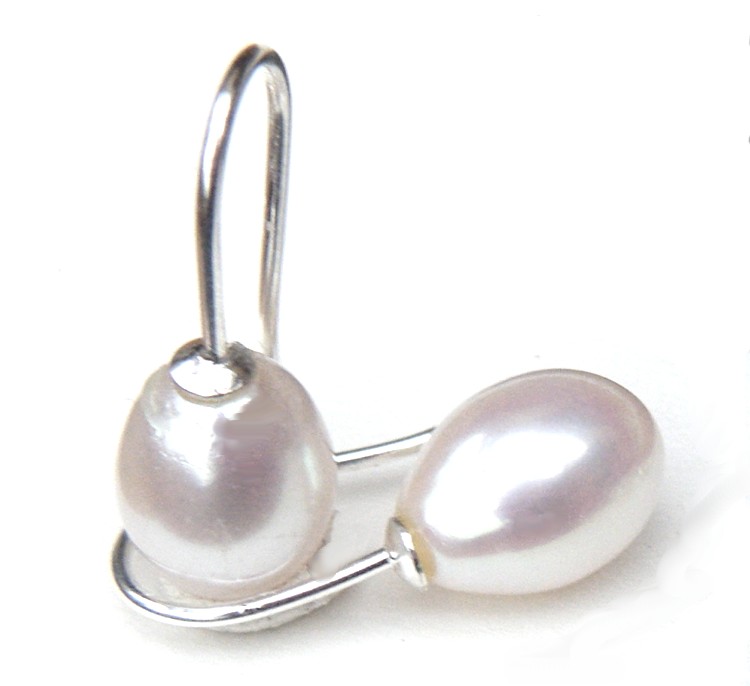 White AA+ Drop Pearls on Silver